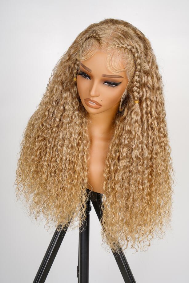 Water Wave 13x4 Lace Front Wig 250% Density Transparent Lace Honey Blond