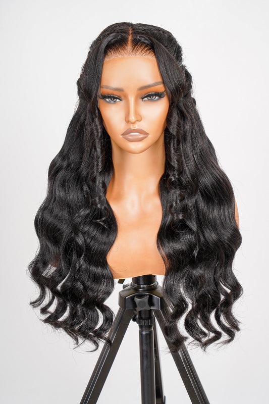 Kayla Lace Front Body Wave Butterfly Braided Wig Blond Jet Black