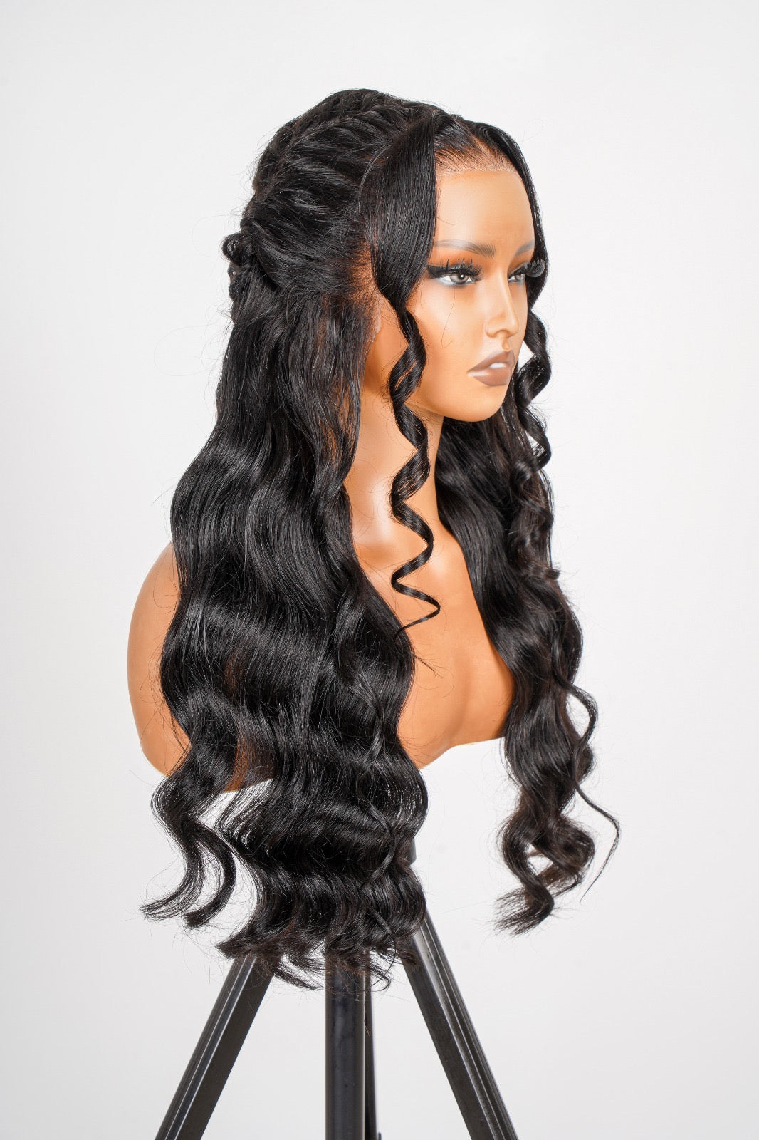 Kayla Lace Front Body Wave Butterfly Braided Wig Blond Jet Black