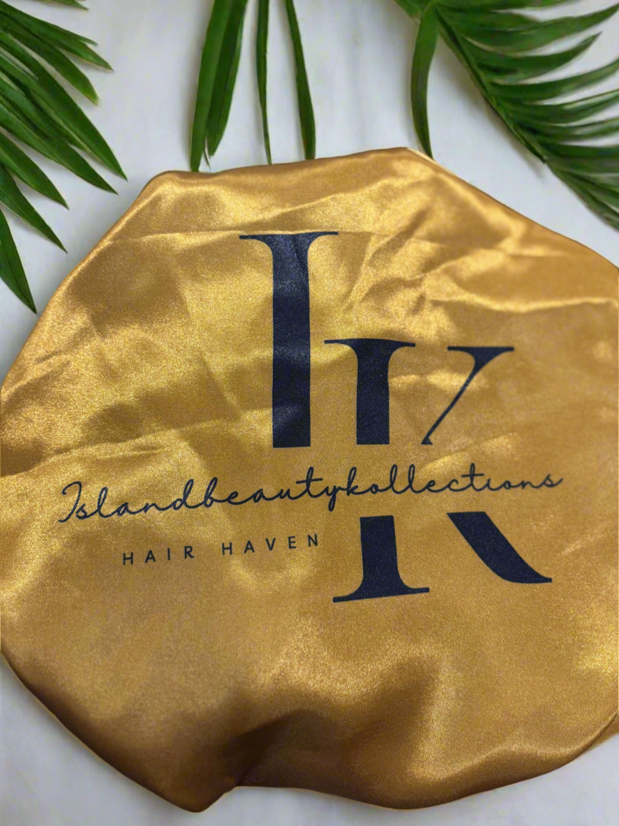 Island Luxe Bonnet – Gold Edition | Reversible Satin Bonnet for (Adults)