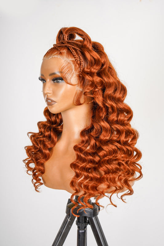 Annie Ginger Lace Front  Bodywave Braided Wig