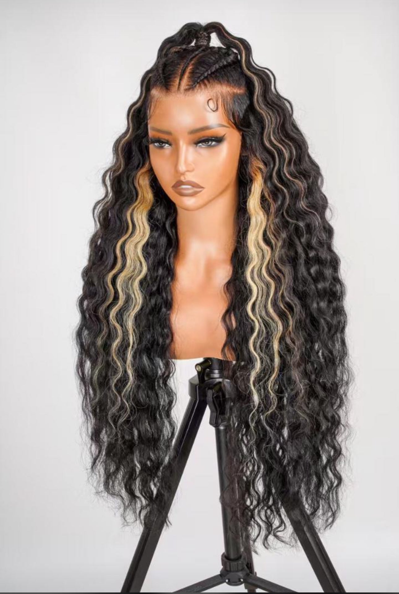 Loose Deep Waterwave 13x6 Skunk Stripe Lace Front