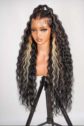 Loose Deep Waterwave 13x6 Skunk Stripe Lace Front