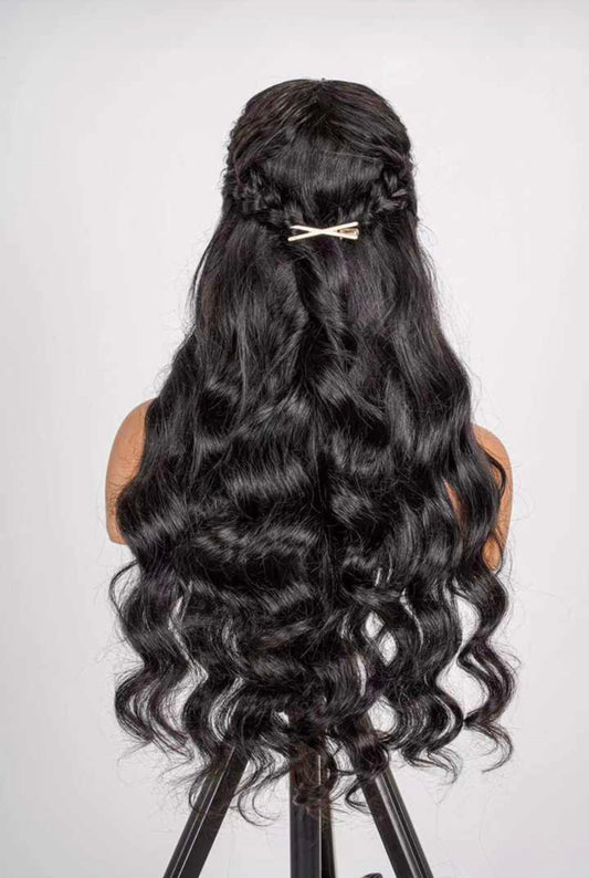 Ava Jet Black Beachwave Lace Wig