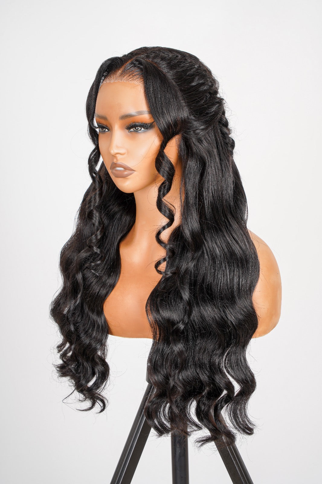 Kayla Lace Front Body Wave Butterfly Braided Wig Blond Jet Black