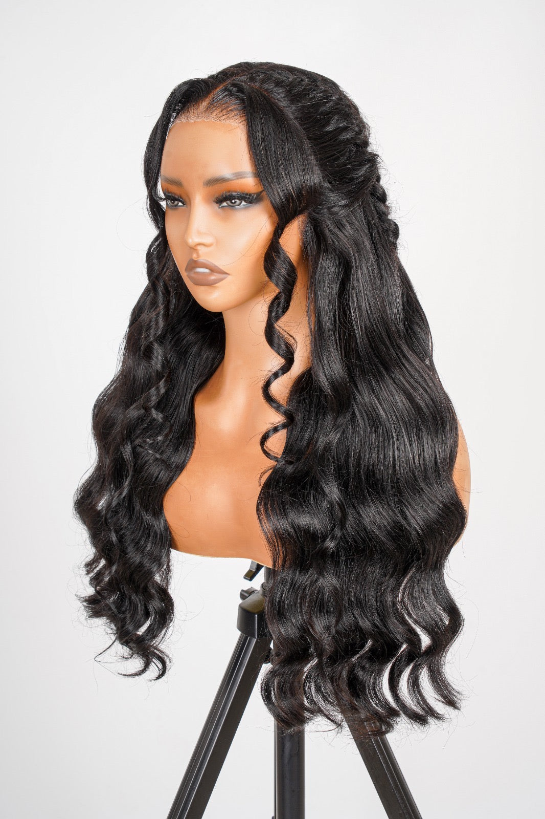 Kayla Lace Front Body Wave Butterfly Braided Wig Blond Jet Black