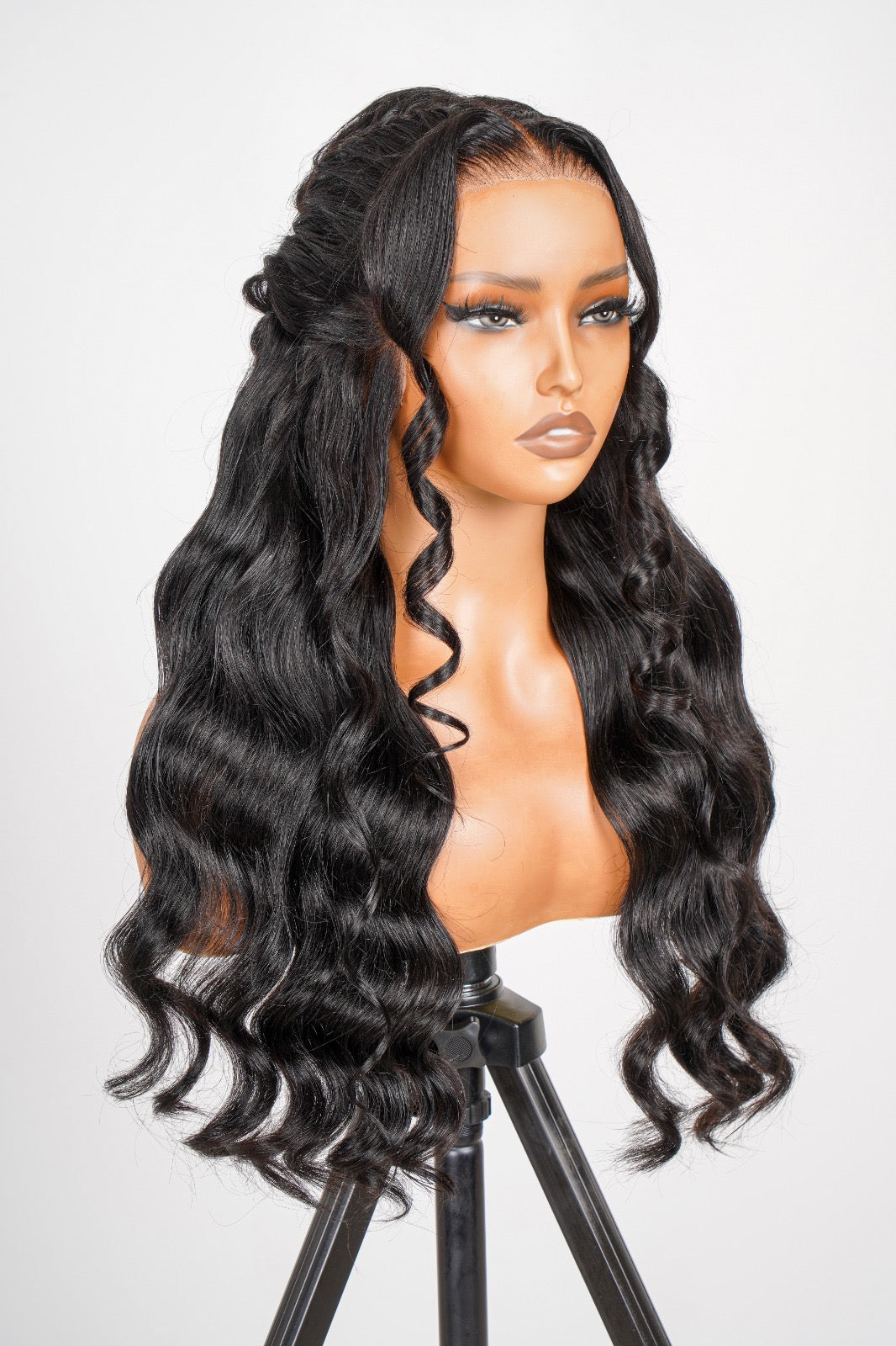 Kayla Lace Front Body Wave Butterfly Braided Wig Blond Jet Black